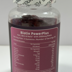 Rosebeauty Biotin PowerPlus Gummies back label and supplement facts